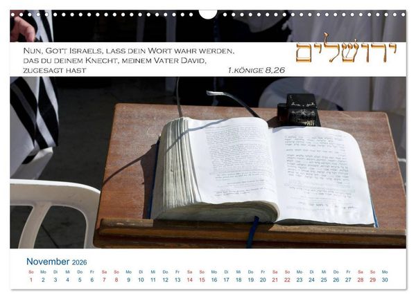 Produktbild: Jerusalem. Kalender mit Bibelworten (Wandkalender 2026 DIN A3 quer), CALVENDO Monatskalender