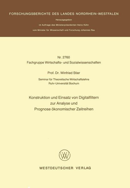 Produktbild: Konstruktion und Einsatz von Digitalfiltern zur Analyse und Prognose &ouml;konomischer Zeitreihen