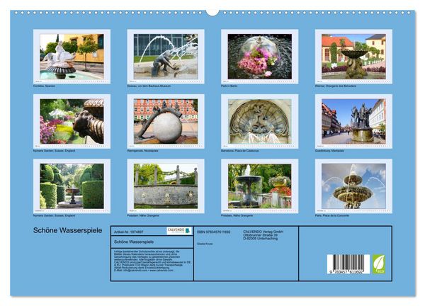 Produktbild: Sch&ouml;ne Wasserspiele (Wandkalender 2026 DIN A2 quer), CALVENDO Monatskalender