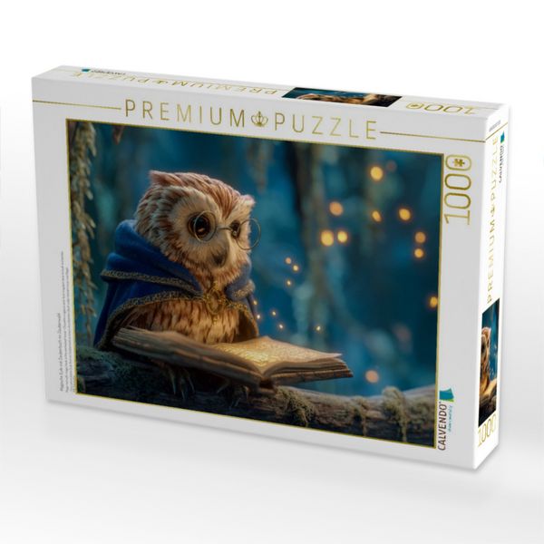 Produktbild: CALVENDO Puzzle Magische Eule mit Zauberbuch im Zauberwald | 1000 Teile Lege-Gr&ouml;&szlig;e 64x48cm Foto-Puzzle f&uuml;r gl&uuml;ckliche Stunden