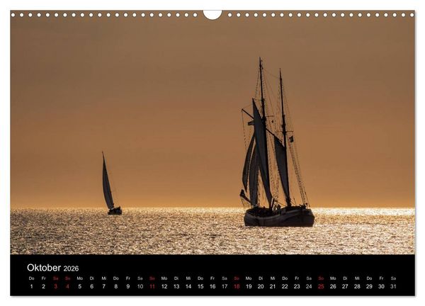 Produktbild: Windjammer auf der Ostsee im Abendlicht (Wandkalender 2026 DIN A3 quer), CALVENDO Monatskalender