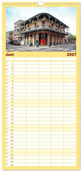 Produktbild: Familienplaner 2027 - So sch&ouml;n ist New Orleans mit 5 Spalten (Wandkalender, 21 x 45 cm) CALVENDO