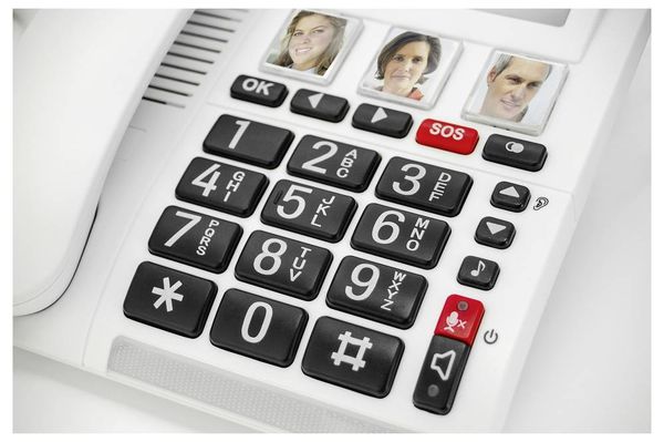 Produktbild: Geemarc CL9000 Schnurloses Seniorentelefon Foto-Tasten, Freisprechen, f&uuml;r H&ouml;rger&auml;te kompatibel, inkl. Notrufsender, Optische Anrufsignalisierung,