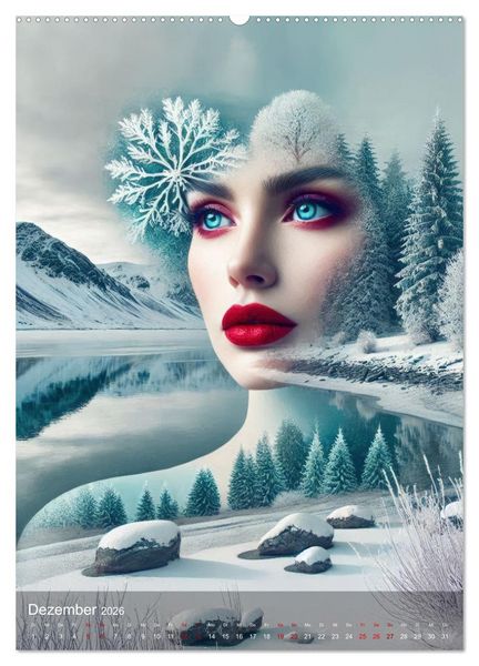 Produktbild: Feminine Facetten - Portraits in Doppelbelichtung (Wandkalender 2026 DIN A2 hoch), CALVENDO Monatskalender