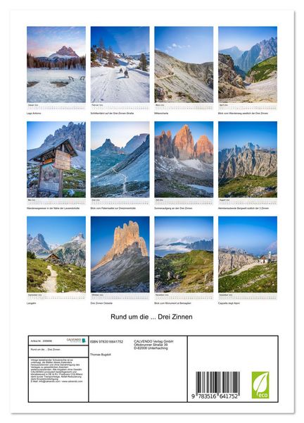 Produktbild: Rund um die ... Drei Zinnen (Wandkalender 2026 DIN A4 hoch), CALVENDO Monatskalender