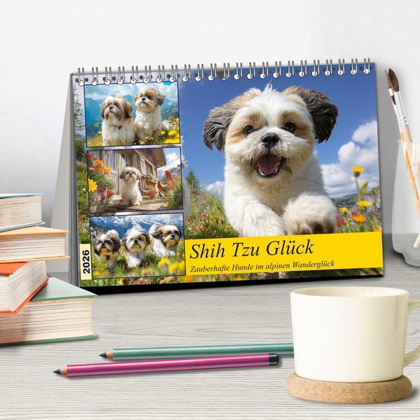 Produktbild: Shih Tzu Gl&uuml;ck. Zauberhafte Hunde im alpinen Wandergl&uuml;ck (Tischkalender 2026 DIN A5 quer), CALVENDO Monatskalender