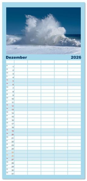 Produktbild: Familienplaner 2026 - Azurblaue Horizonte - Die Sch&ouml;nheit des Meeres einfangen mit 5 Spalten (Wandkalender, 21 x 45 cm) CALVENDO