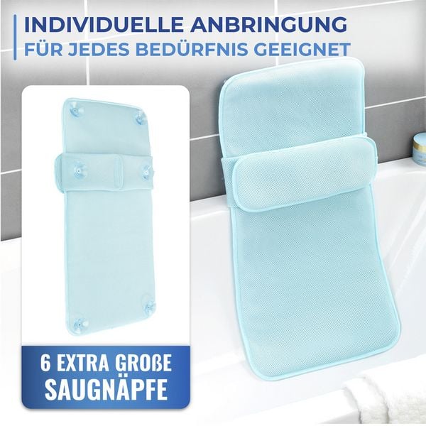 Produktbild: Badewannenmatte mit Kissen, aus 100% druckentlastendem Polyester-3D-Mesh-Gewebe
