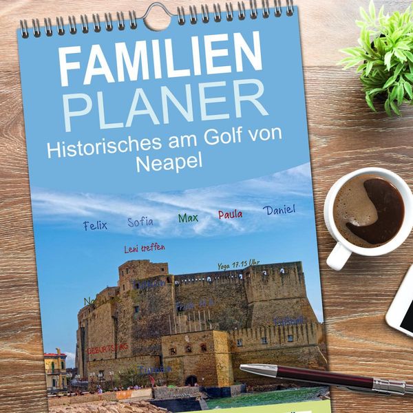 Produktbild: Familienplaner 2026 - Historisches am Golf von Neapel mit 5 Spalten (Wandkalender, 21 x 45 cm) CALVENDO