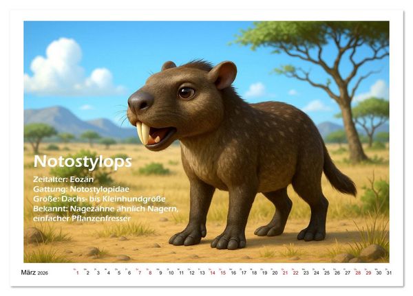 Produktbild: Urige Pal&auml;ofauna pr&auml;historisch und niedlich (Tischkalender 2026 DIN A5 quer), CALVENDO Monatskalender