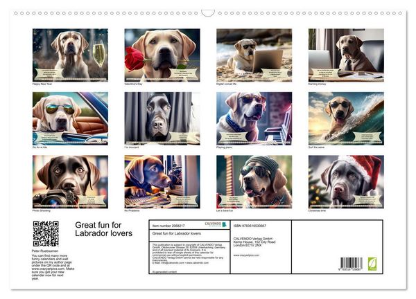 Produktbild: Great fun for Labrador lovers (Wall Calendar 2026 DIN A2 landscape), CALVENDO 12 Month Wall Calendar