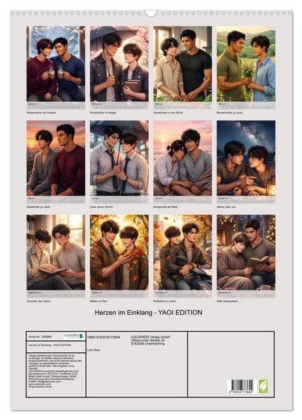 Produktbild: Herzen im Einklang - YAOI EDITION (Wandkalender 2027 DIN A2 hoch), CALVENDO Monatskalender