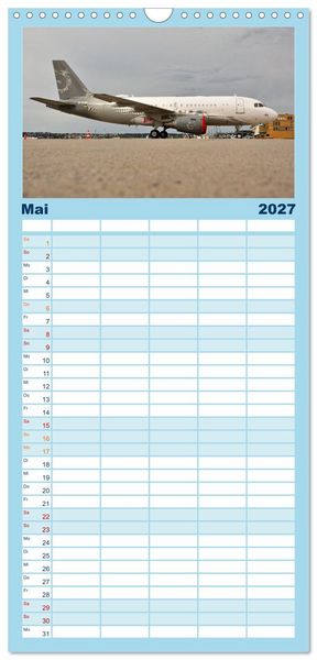 Produktbild: Familienplaner 2027 - Ein Jahr in der Welt der Luftfahrt mit 5 Spalten (Wandkalender, 21 x 45 cm) CALVENDO