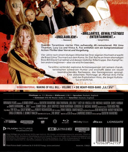 Produktbild: Kill Bill - Volume 1 (4K Ultra HD) (+ Blu-ray)