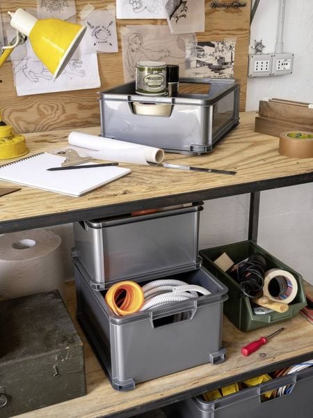 Produktbild: Curver 156011 Aufbewahrungsbox Unibox Classic L stapelbar (B x H x T) 430 x 235 x 350 mm Silber 1 St.