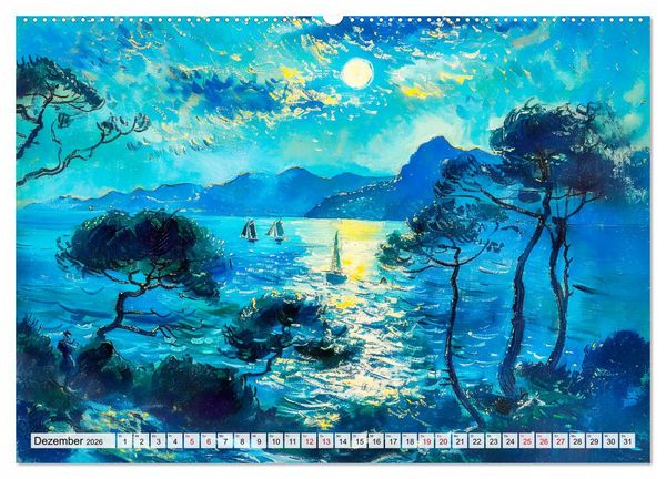 Produktbild: Ein Tag am Meer - Durch die Augen der Impressionisten (hochwertiger Premium Wandkalender 2026 DIN A2 quer), Kunstdruck in Hochglanz