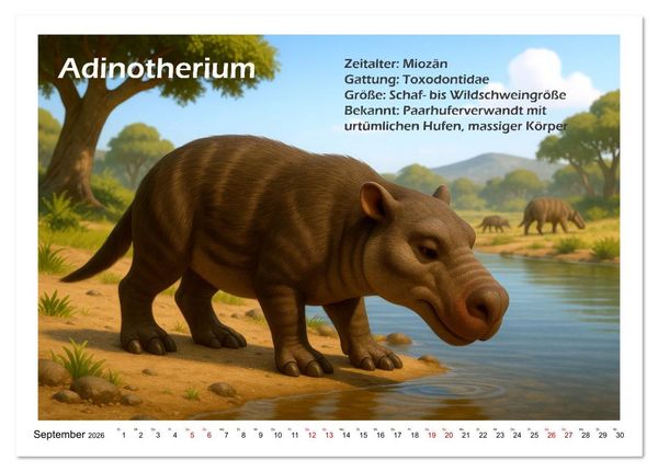 Produktbild: Urige Pal&auml;ofauna pr&auml;historisch und niedlich (Tischkalender 2026 DIN A5 quer), CALVENDO Monatskalender