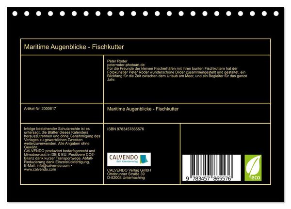 Produktbild: Maritime Augenblicke - Fischkutter (Tischkalender 2026 DIN A5 quer), CALVENDO Monatskalender