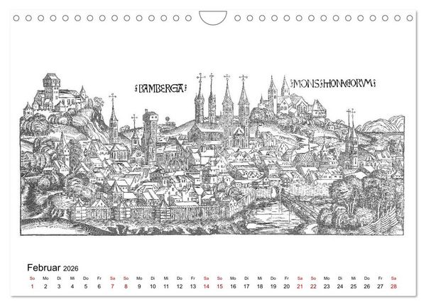 Produktbild: Schedelsche Weltchronik Deutsche St&auml;dte 1493 (Wandkalender 2026 DIN A4 quer), CALVENDO Monatskalender