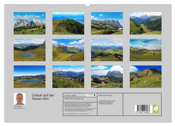 Produktbild: Urlaub auf der Seiser Alm (hochwertiger Premium Wandkalender 2026 DIN A2 quer), Kunstdruck in Hochglanz