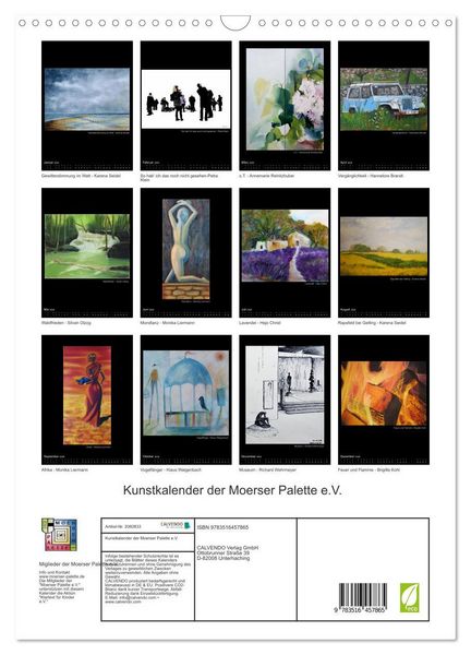 Produktbild: Kunstkalender der Moerser Palette e.V. (Wandkalender 2026 DIN A3 hoch), CALVENDO Monatskalender