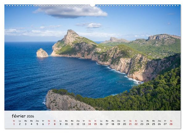 Produktbild: Majorque - Une &icirc;le &agrave; couper le souffle en M&eacute;diterran&eacute;e (Calendrier mural 2026 DIN A2 vertical) calendrier de bureau