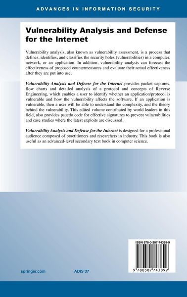 Produktbild: Vulnerability Analysis and Defense for the Internet