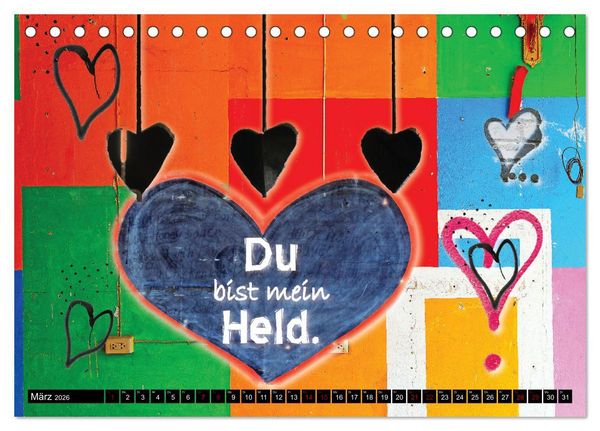 Produktbild: Herzig Liebesbotschaften (Tischkalender 2026 DIN A5 quer), CALVENDO Monatskalender