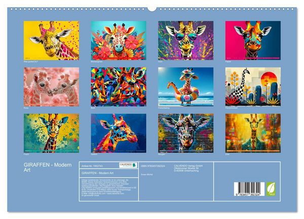 Produktbild: GIRAFFEN - Modern Art (hochwertiger Premium Wandkalender 2026 DIN A2 quer), Kunstdruck in Hochglanz