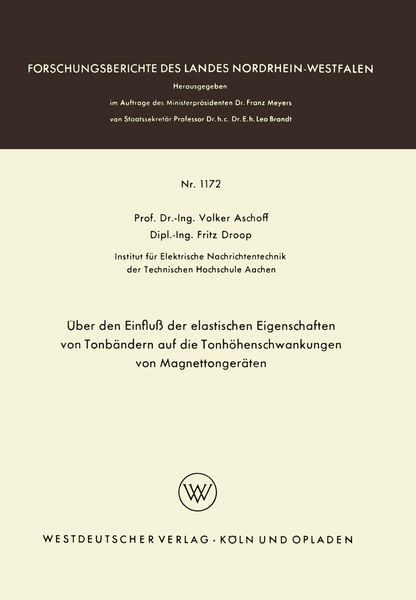 Produktbild: &Uuml;ber den Einflu&szlig; der elastischen Eigenschaften von Tonb&auml;ndern auf die Tonh&ouml;henschwankungen von Magnettonger&auml;ten