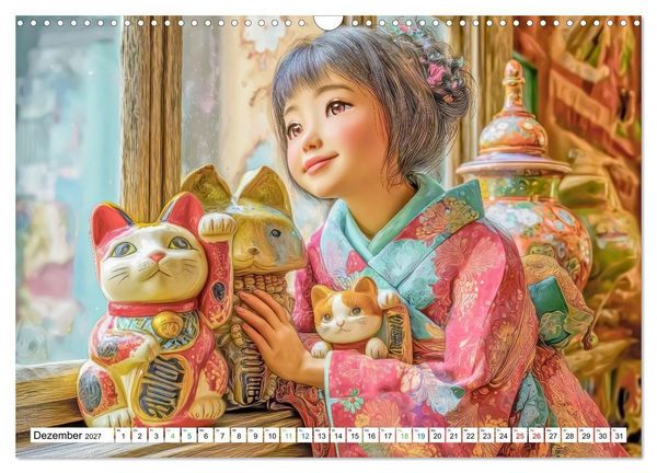 Produktbild: Japanisch inspirierte Werke - Mit Japans traditionellen Tieren (Wandkalender 2027 DIN A3 quer), CALVENDO Monatskalender