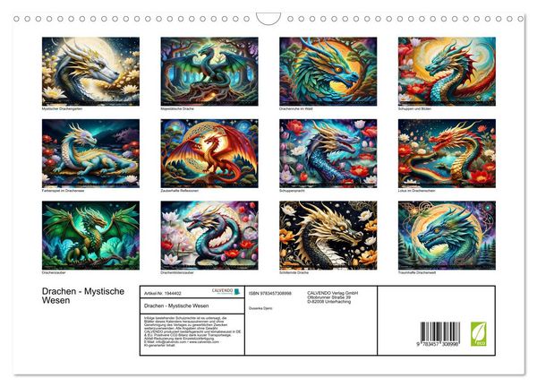 Produktbild: Drachen - Mystische Wesen (Wandkalender 2026 DIN A3 quer), CALVENDO Monatskalender