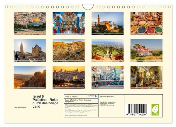 Produktbild: Israel & Pal&auml;stina - Reise durch das heilige Land (Wandkalender 2026 DIN A4 quer), CALVENDO Monatskalender