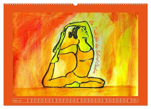 Produktbild: Farbige Yoga Kraftwelt - Yoga Asanas f&uuml;r die Chakren (hochwertiger Premium Wandkalender 2026 DIN A2 quer), Kunstdruck in Hochglanz