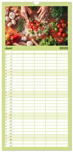 Produktbild: Familienplaner 2026 - Mediterrane K&uuml;che mit 5 Spalten (Wandkalender, 21 x 45 cm) CALVENDO