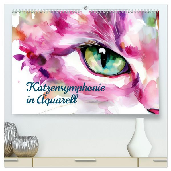 Produktbild: Katzensymphonie in Aquarell (hochwertiger Premium Wandkalender 2026 DIN A2 quer), Kunstdruck in Hochglanz