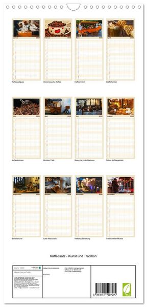 Produktbild: Familienplaner 2026 - Kaffeesatz - Kunst und Tradition mit 5 Spalten (Wandkalender, 21 x 45 cm) CALVENDO