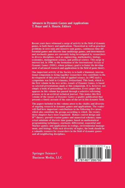 Produktbild: Advances in Dynamic Games and Applications