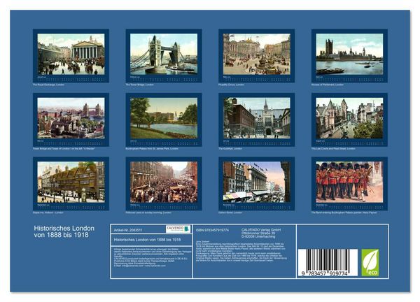 Produktbild: Historisches London von 1888 bis 1918 (Wandkalender 2026 DIN A4 quer), CALVENDO Monatskalender
