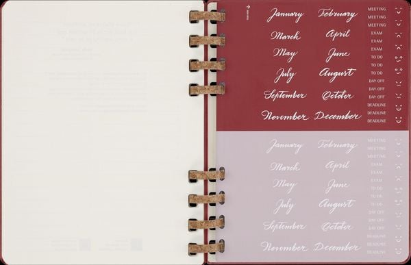 Produktbild: Moleskine Undatierter Life Kalender Mit Spiralbindung, Xl, Wochen-Monatskalender, Fester Einband, Crush Cherry