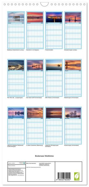 Produktbild: Familienplaner 2026 - Bodensee Weitblicke mit 5 Spalten (Wandkalender, 21 x 45 cm) CALVENDO