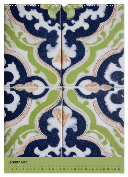 Produktbild: Portugiesischer Fliesen - Azulejos f&uuml;r Fliesenleger, Kunst- und Portugal-Liebhaber (hochwertiger Premium Wandkalender 2026 DIN A2 hoch), Kunstdruck in Hochglanz