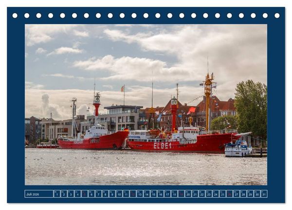 Produktbild: Feuerschiffe - Borkum Riff - Elbe 1 - Deutsche Bucht (Tischkalender 2026 DIN A5 quer), CALVENDO Monatskalender