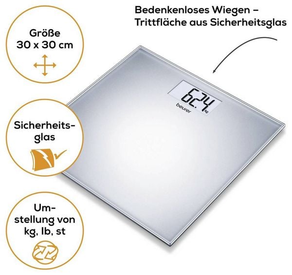 Produktbild: Beurer GS 202 Personenwaage 75638 digital W&auml;gebereich (max.)=150kg