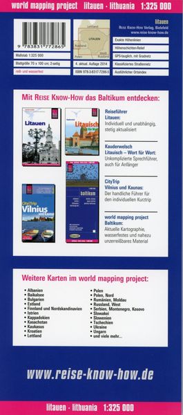 Reise Know-How Landkarte Litauen und Kaliningrad / Lithuania and Kaliningrad (1:325.000)