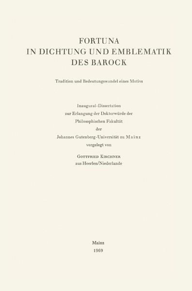 Produktbild: Fortuna in Dichtung und Emblematik des Barock