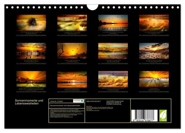 Produktbild: Sonnenmomente und Lebensweisheiten (Wandkalender 2026 DIN A4 quer), CALVENDO Monatskalender