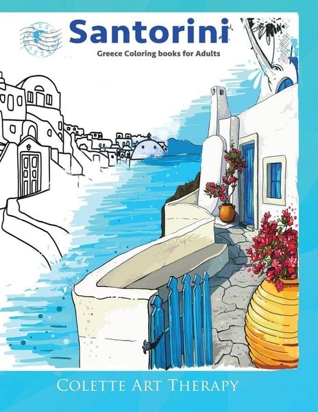 Produktbild: Santorini Greece coloring books for adults.