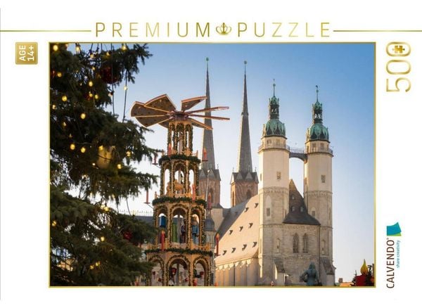 CALVENDO Puzzle Hallescher Weihnachtsmarkt | 500 Teile Lege-Größe 48 × 36 cm Foto-Puzzle für Erwachsene