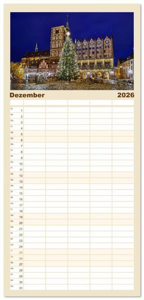 Produktbild: Familienplaner 2026 - Vorpommern im Fokus mit 5 Spalten (Wandkalender, 21 x 45 cm) CALVENDO